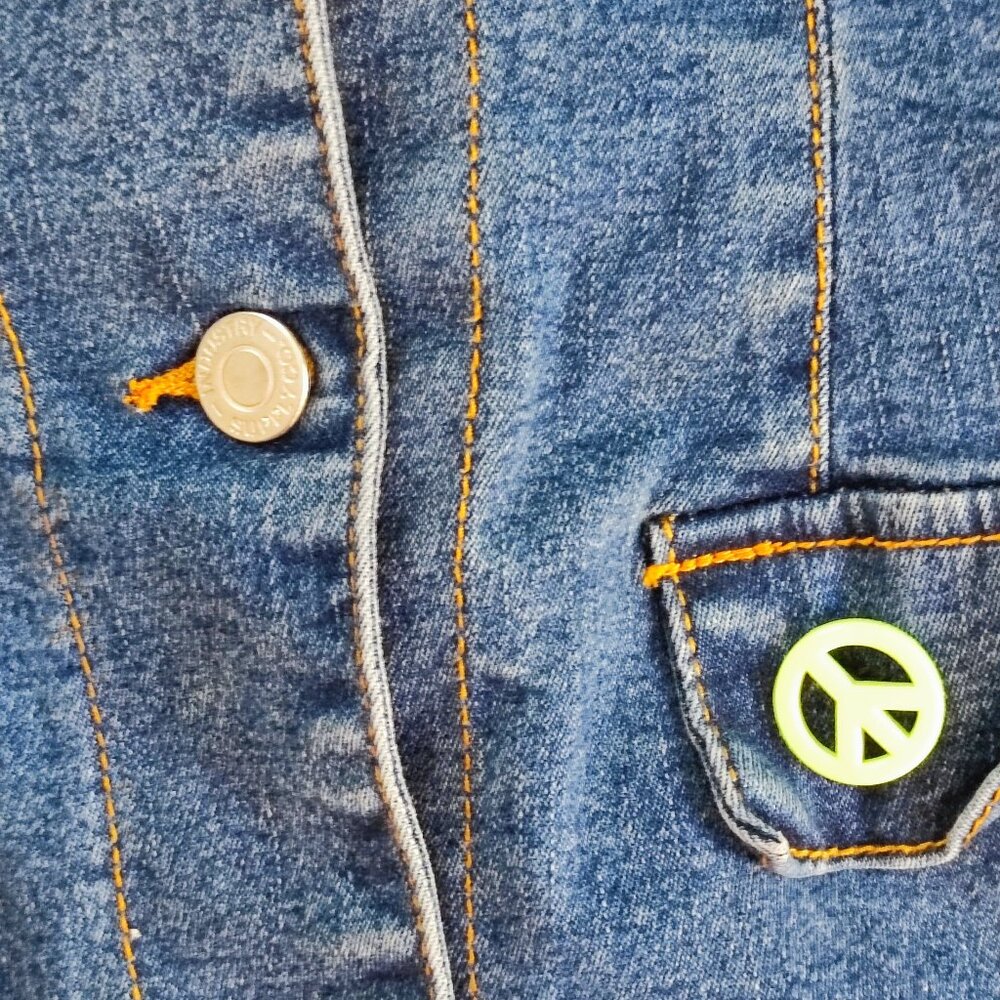 Industry Supply Co. jean jacket handmade decorated blue women's size L/31 - Picture 8 of 13